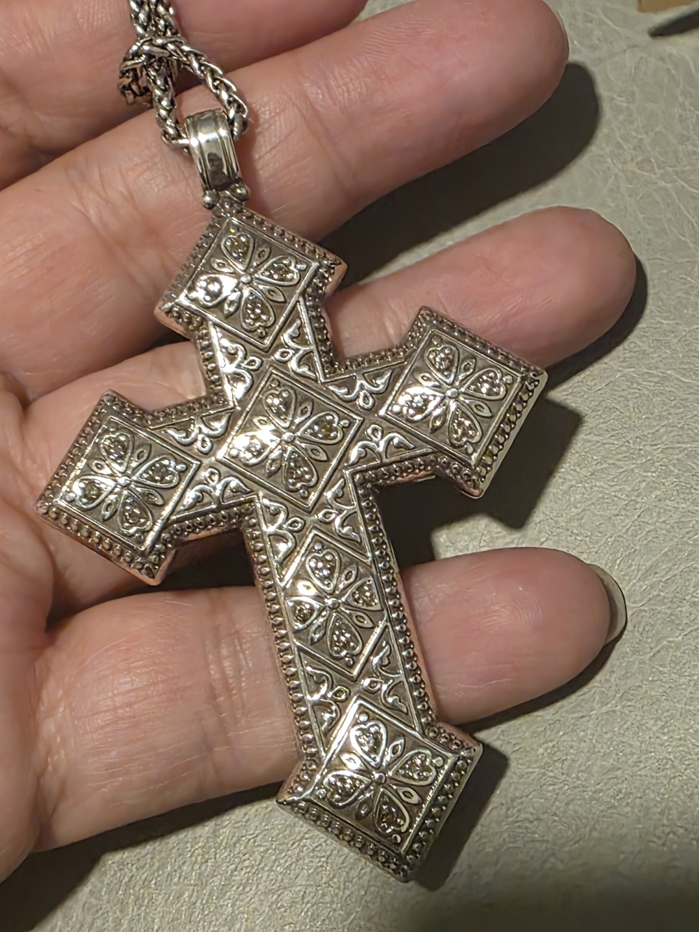 Brighton Silver Ornate Large Cross Pendant Necklace LONG OR SHORT JEWELRY NEW